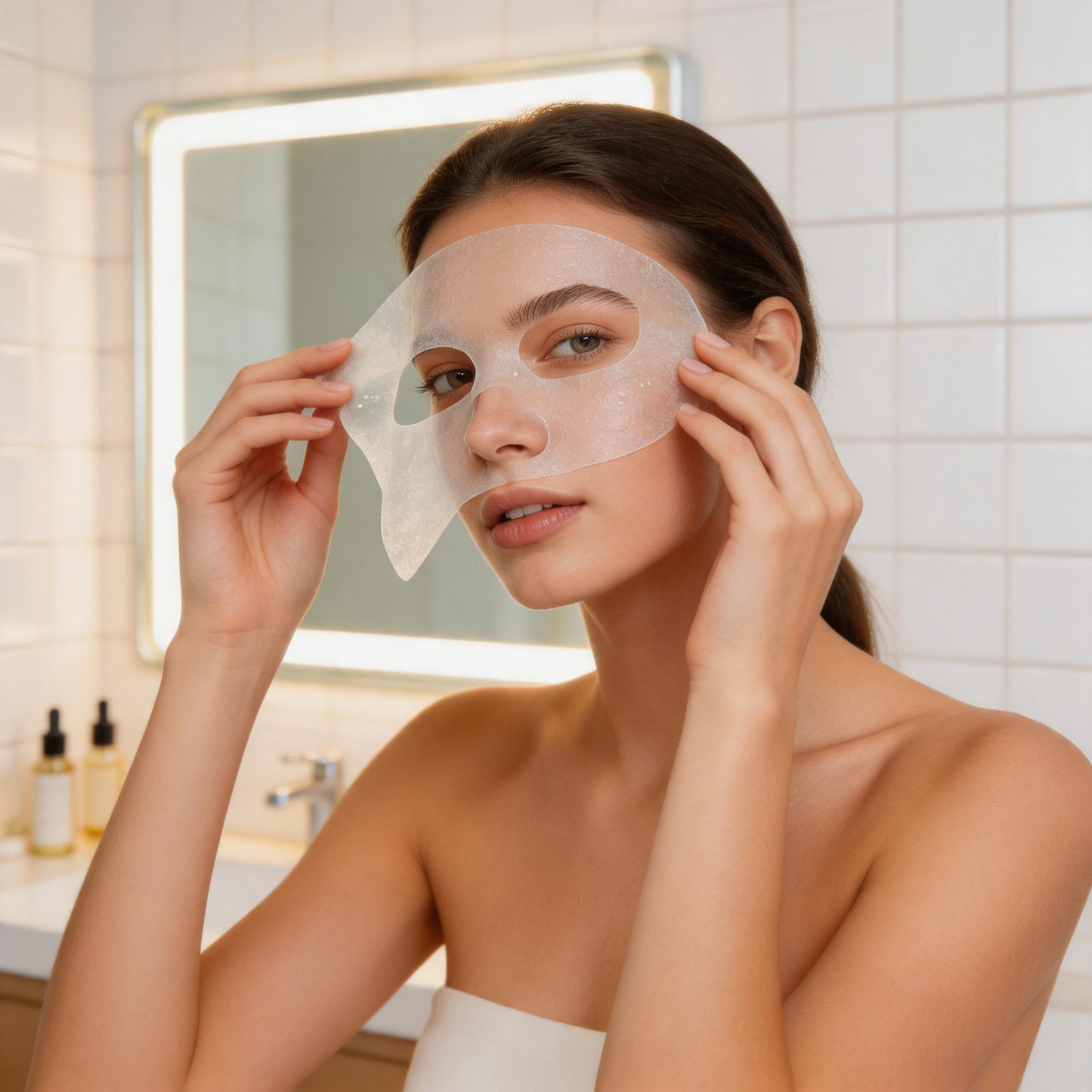 Verhelderend en zuiverend stoffen masker met tea tree-olie