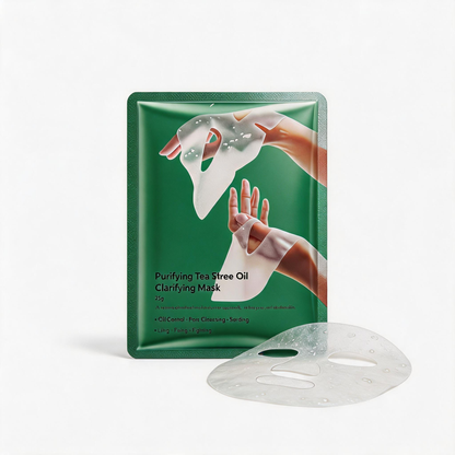 Verhelderend en zuiverend stoffen masker met tea tree-olie