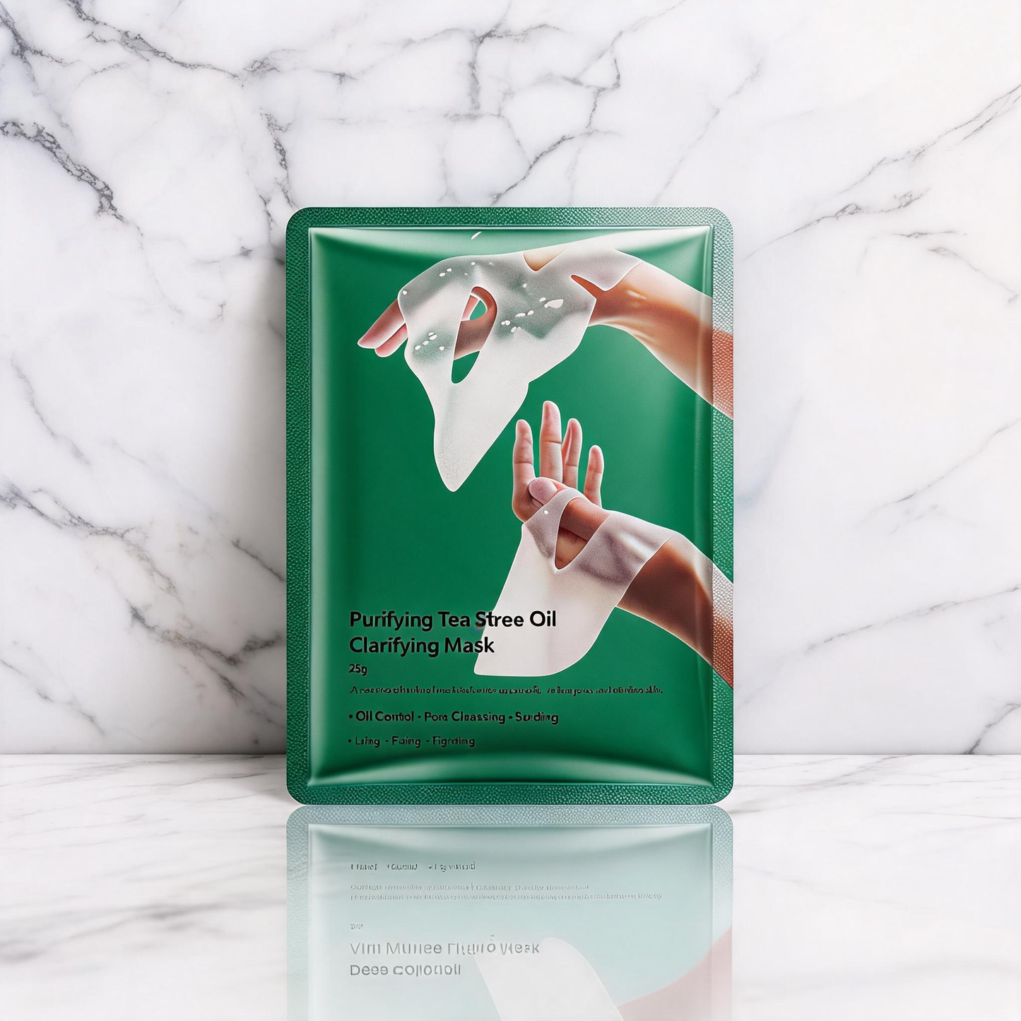 Verhelderend en zuiverend stoffen masker met tea tree-olie